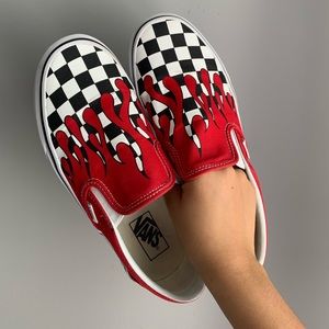 Flaming Red Hot Checkered Vans